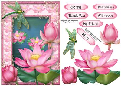 Beautiful Lotus Blooms & Matching Frame