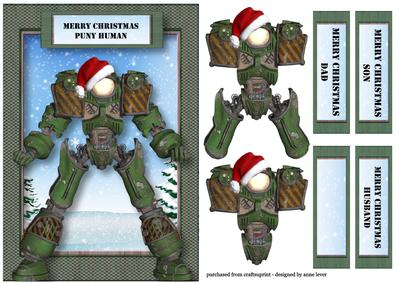 Merry Christmas Puny Human - Green Robot