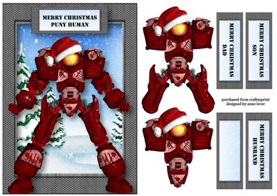 Merry Christmas Puny Human -red Robot