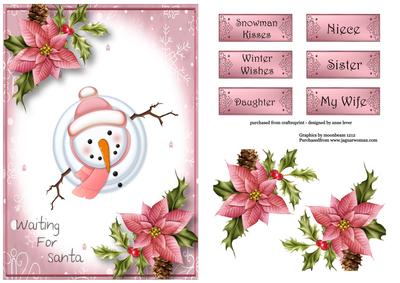Waiting for Santa - Snowman in Pink
