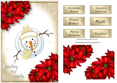 Waiting for Santa - Snowman with Poinsettias