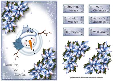 Waiting for Santa - Snowman in Blue