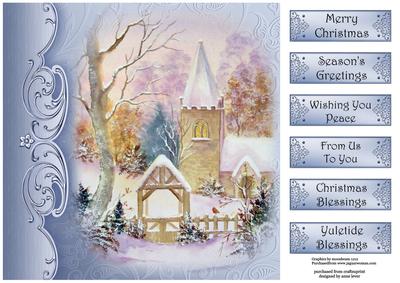 Watercolour Snowy Christmas Church