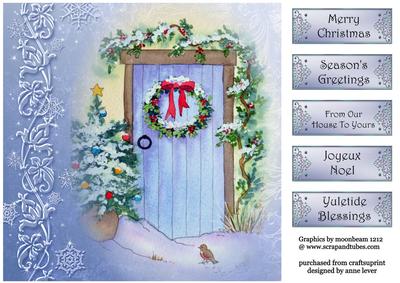 Watercolour Christmas Door & Wreath