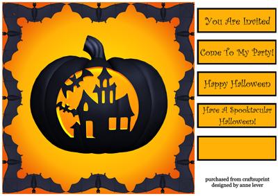 Halloween Topper / Party Invite - Spooky House Pumpkin