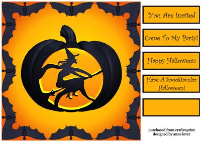 Halloween Topper / Party Invite - Witchy Pumpkin