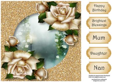 Framed with Glitter - Ivory Roses