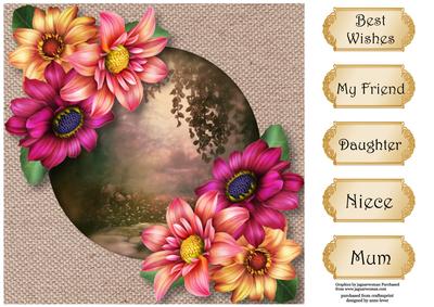 Hessian Framed Colourful Dahlias