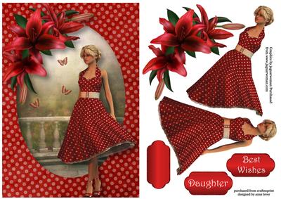 Vintage Polka Dots & Red Lilies