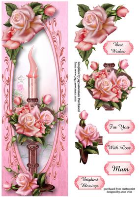 Tall Perfume Bottle - Pink Roses Large Dl