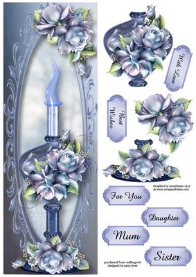 Tall Perfume Bottle - Porcelain Roses Large Dl