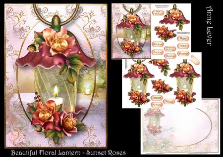 Beautiful Floral Lantern - Sunset Roses