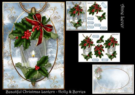 Beautiful Christmas Lantern - Holly & Berries