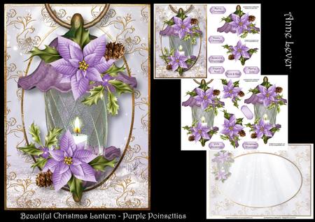 Beautiful Christmas Lantern - Purple Poinsettias