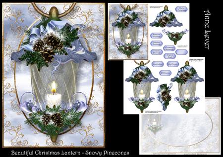 Beautiful Christmas Lantern - Snowy Pinecones