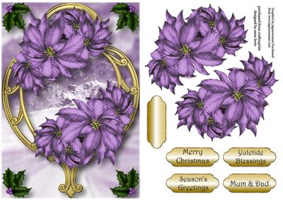 Purple Poinsettias on Golden Frame