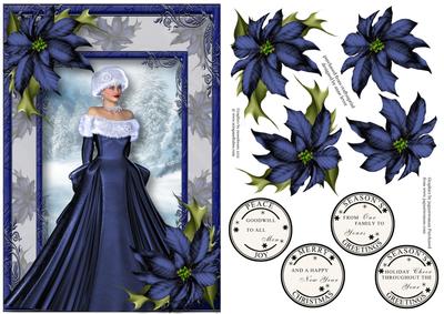 Elegant Winter Beauty & Midnight Blue Poinsettias
