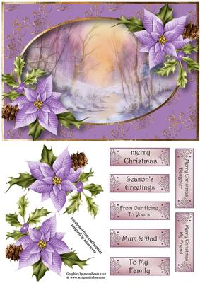 Watercolour Stream in Winter & Poinsettias