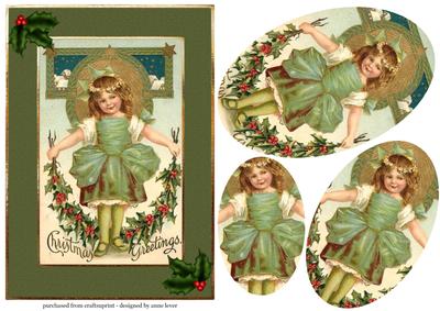Cute Christmas Holly Girl - Pyramid Topper