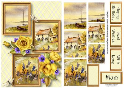 Seaside Cottage & Roses Frame Trio