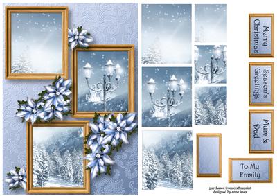 Snowy Christmas Lamp Frame Trio