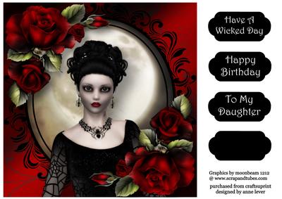 Gothic Beauty with Blood Red Roses Quick Topper