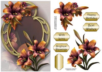 Gorgeous Autumn Lilies on Golden Frame