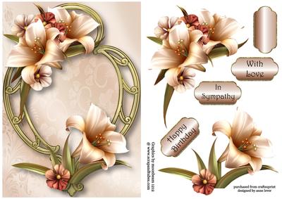 Lovely Ivory Lilies on Golden Frame