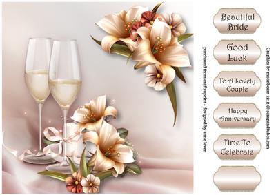 Lovely Ivory Lilies Champagne Glasses
