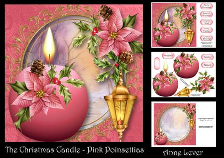 The Christmas Candle - Pink Poinsettias