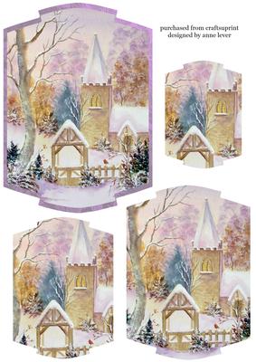 Snowy Church Shaped Pyramid Topper