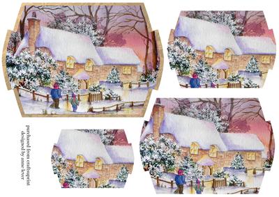 Winter Cottages Shaped Pyramid Topper
