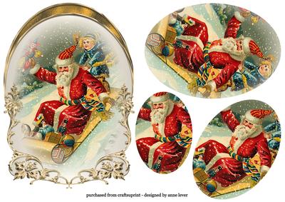 Sledging Santa Arched Stacker Topper