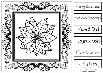 Monochrome Christmas Inksaver - Poinsettia