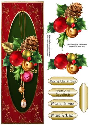 Christmas Baubles & Holly Large Dl