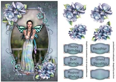 Beautiful Blue Rose Fairy + Decoupage