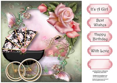 Vintage Pram & Pink Roses