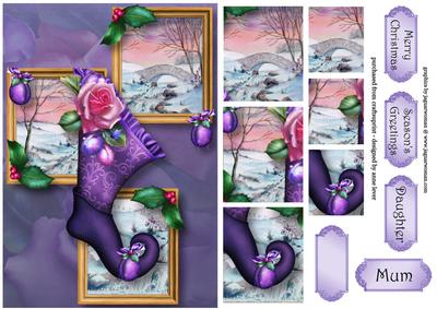 Christmas Sugar Plum Rose Stocking Frame Trio