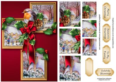 Christmas Robin & Holly Frame Trio