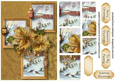 Golden Poinsettias Frame Trio