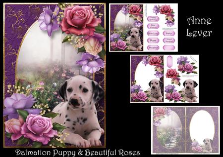 Dalmation Puppy & Beautiful Roses