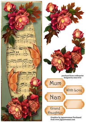 Autumn Roses & Butterflies Large Dl