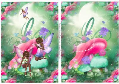 2 Pink Mushroom Fairy Scene Toppers