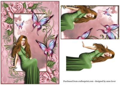 Sitting Pretty with Rose Frame & Flutters + Decoupage