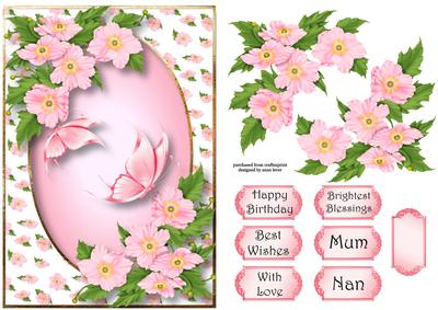 Pink Blossom & Butterflies