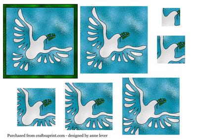 Stained Glass Dove Christmas Pyramid