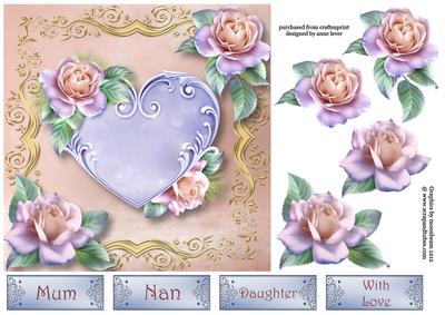 Pastel Peach Rose Heart 7x7