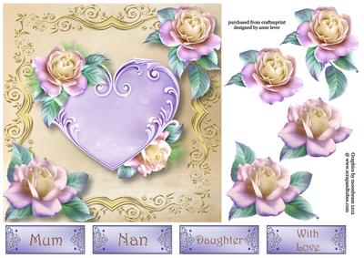 Pastel Yellow Rose Heart 7x7