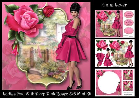 Ladies Day with Deep Pink Roses 8x8 Mini Kit