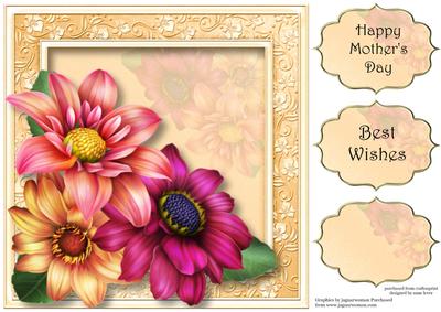 Beautiful Dahlia Blooms 8x8 Quick Topper